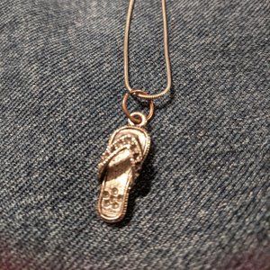 Silver/black Flip Flop 18” Necklace